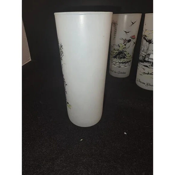 Vintage Libbey Frosted Glasses Set of 6 - Southern Hospitality Plantation Scenes - Picture 4 of 16